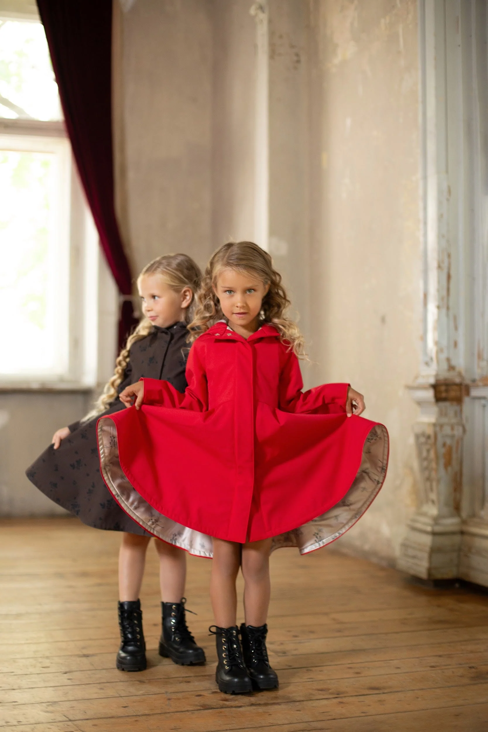 Fitted and Flared Coat for Girls in Bright Red | Queen of Hearts - Image 4