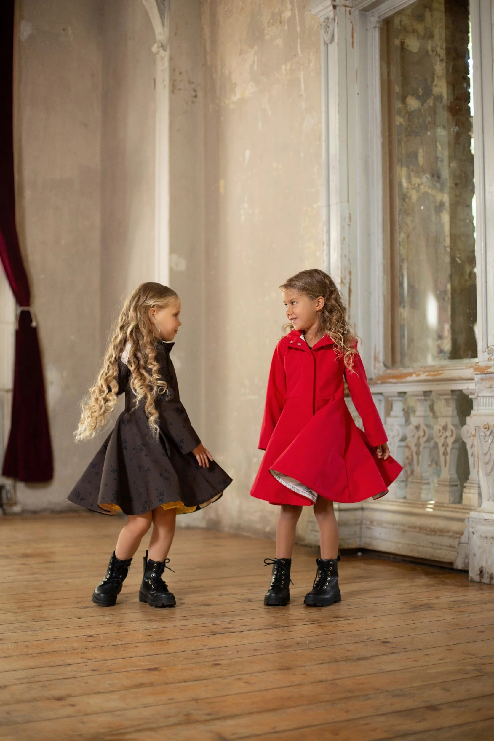 Fitted and Flared Coat for Girls in Bright Red | Queen of Hearts - Image 5