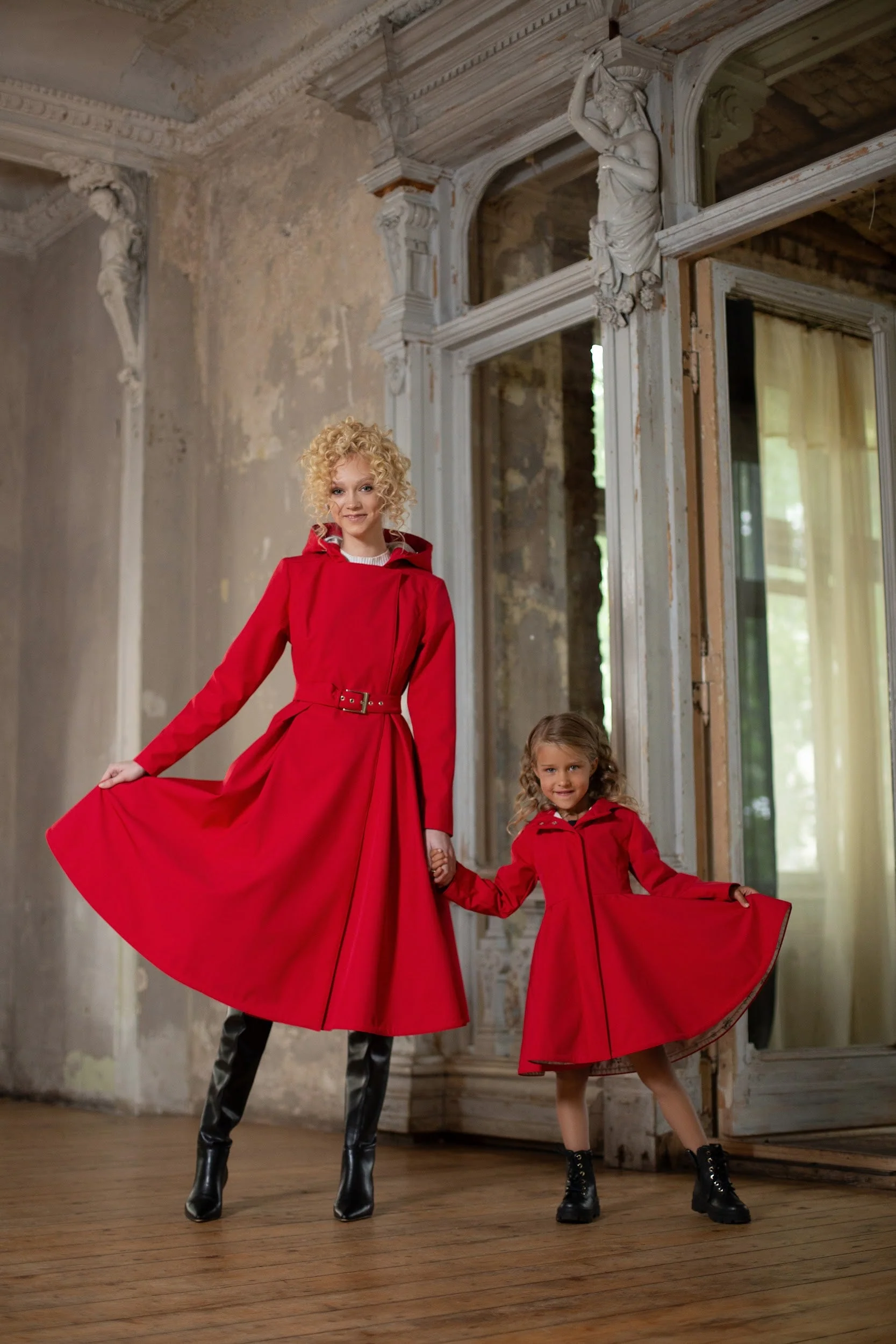 Fitted and Flared Coat for Girls in Bright Red | Queen of Hearts - Image 6